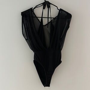 NastyGal Double Layer Black Bodysuit
